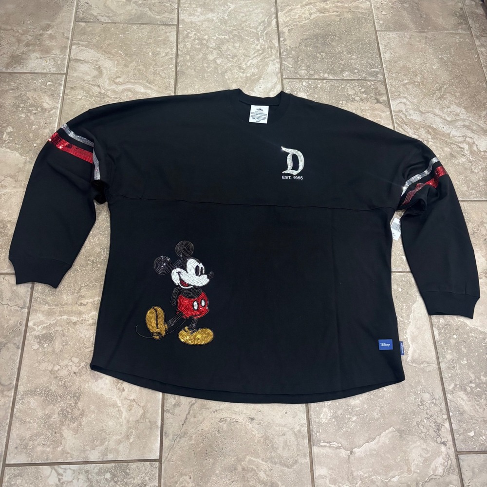 Disney Spirit Jersey Disneyland Mickey Mouse Sequin Black XXL NWT
